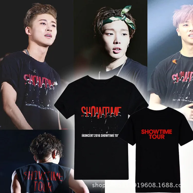 

K-pop IKON concert around BI Jin Hanbin BOBBY Zhiyuan Zhenhuan with short-sleeved T-shirts for men and women kpop