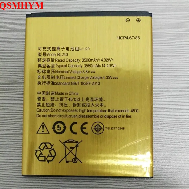 

QSMHYM Brand New BL243 3500mAh Gold Battery For Lenovo K3 Note K50-T5 A7000 A5500 A5600 A7600 A7600M