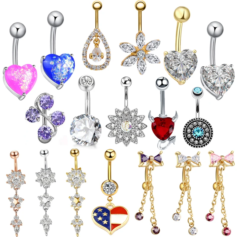 

1PC Surgical Steel Piercings Ombligo Boho 14G Navel Piercings Belly Button Piercing Dangle Earrings Belly Bar Sexy Body Jewelry