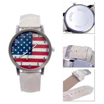 

Good! Unisex Outdoor Camping Navigators for Tourists Women US Flag Pattern Leather Band Analogue Vogue Wrist Compass