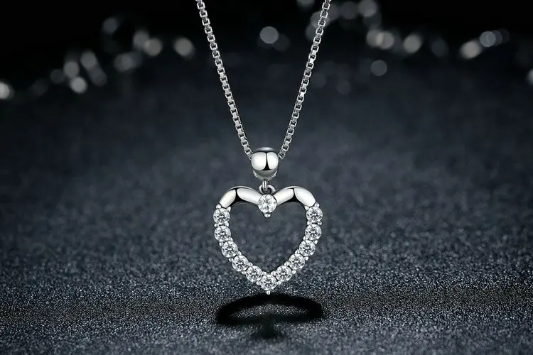 BAMOER Новое подлинное 925 пробы Серебряное женское ожерелье с подвеской в виде сердца Высокое качество модное ожерелье аксессуары SCN025