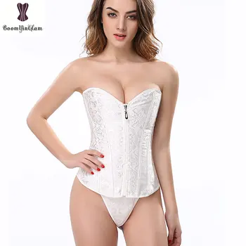 

Wedding Waist Trainer Simple Elegant Bridal Corset Top Waist Slimming White Corselet Zipper Bustier Bridesmaid Floral Korset Hot