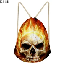 Сумка на шнурках «Харадзюку» с рисунком черепа, маленький женский рюкзак, сумки для хранения на плечо, сумки для мужчин и женщин