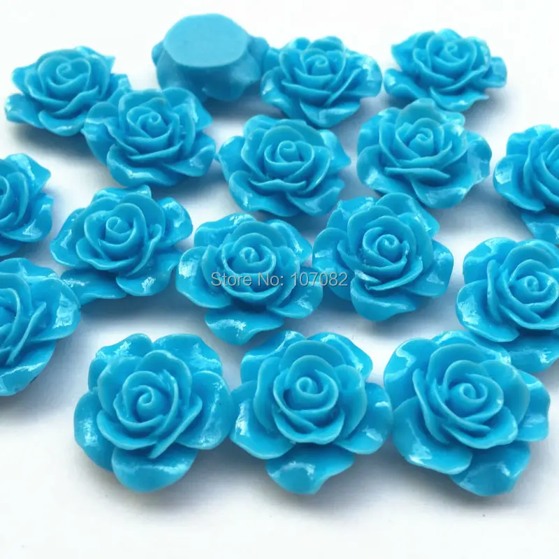 

50pcs 20mm Blue Resin Rose Flower Flatbacks Embellishments DIY Cabochons Scrapbooking For Phone Decorations Crafts Cardmaking