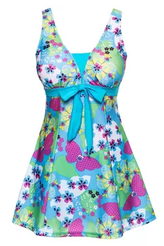 

Women's Swimwear Cut Slim Butterfly One-Piece Push Up Swimsuit Dress Lake Blue
