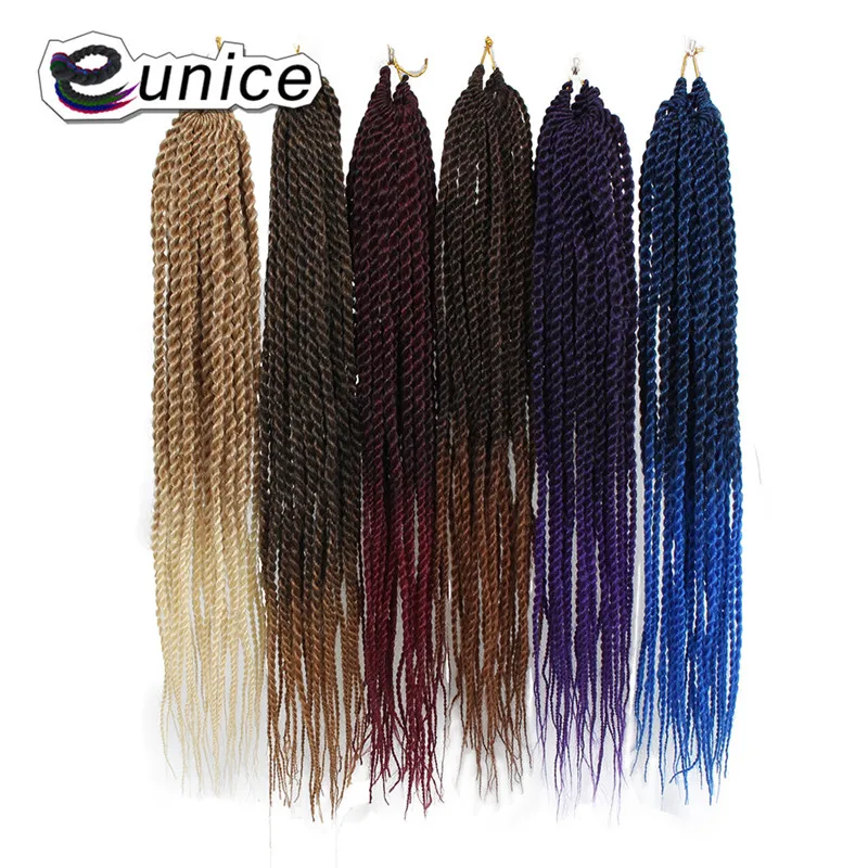 Eunice 14 18 2" Сенегальские скрученные волосы Омбре крепления крючком косички блонд T613 синтетические плетеные волосы для женщин
