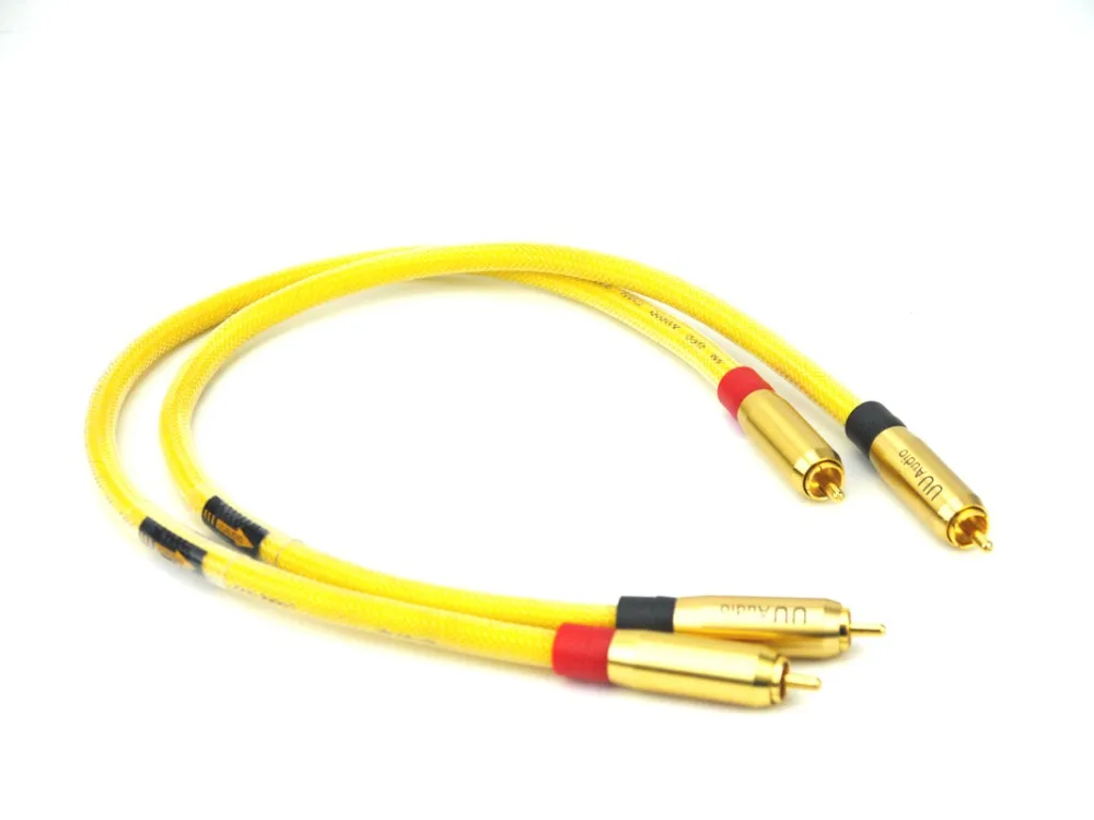 Кабель 2шт./пара HIFI RCA 4N OFC посеребренный медный кабель в для усилителя DAC/желтого