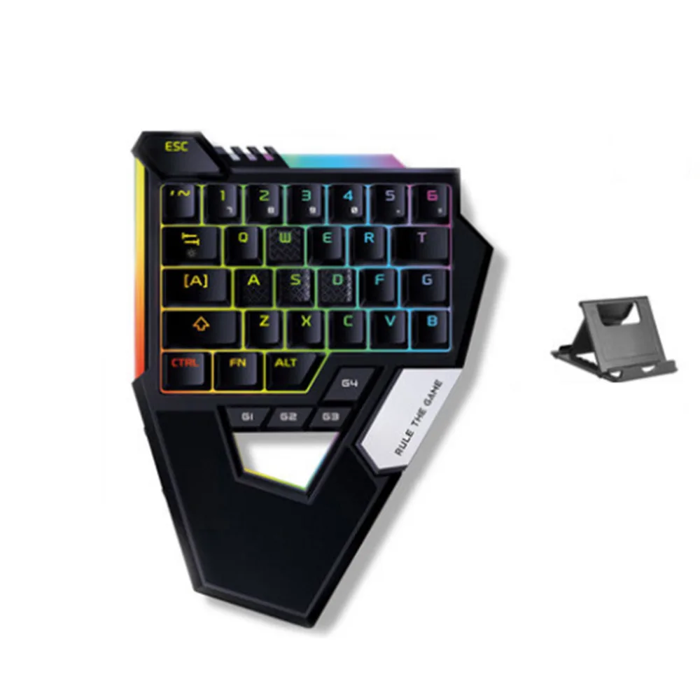 

One-hand Mechanical Green Axis Bluetooth Wireless Gaming Keyboard for iOS/Android for PUBG Mobile Game Mouse&Keyboard Converter