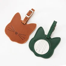5 Colors Travel Accessories Cute Cats Luggage Tag Women Portable PU Leather Label Suitcase ID Address Holder Baggage Boarding