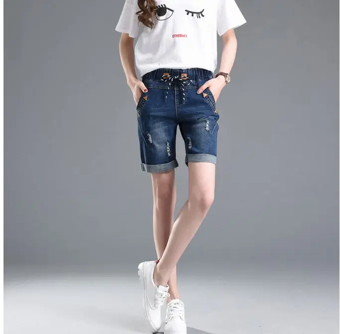 2017 Plus Size Summer denim shorts Washed Vintag Slim