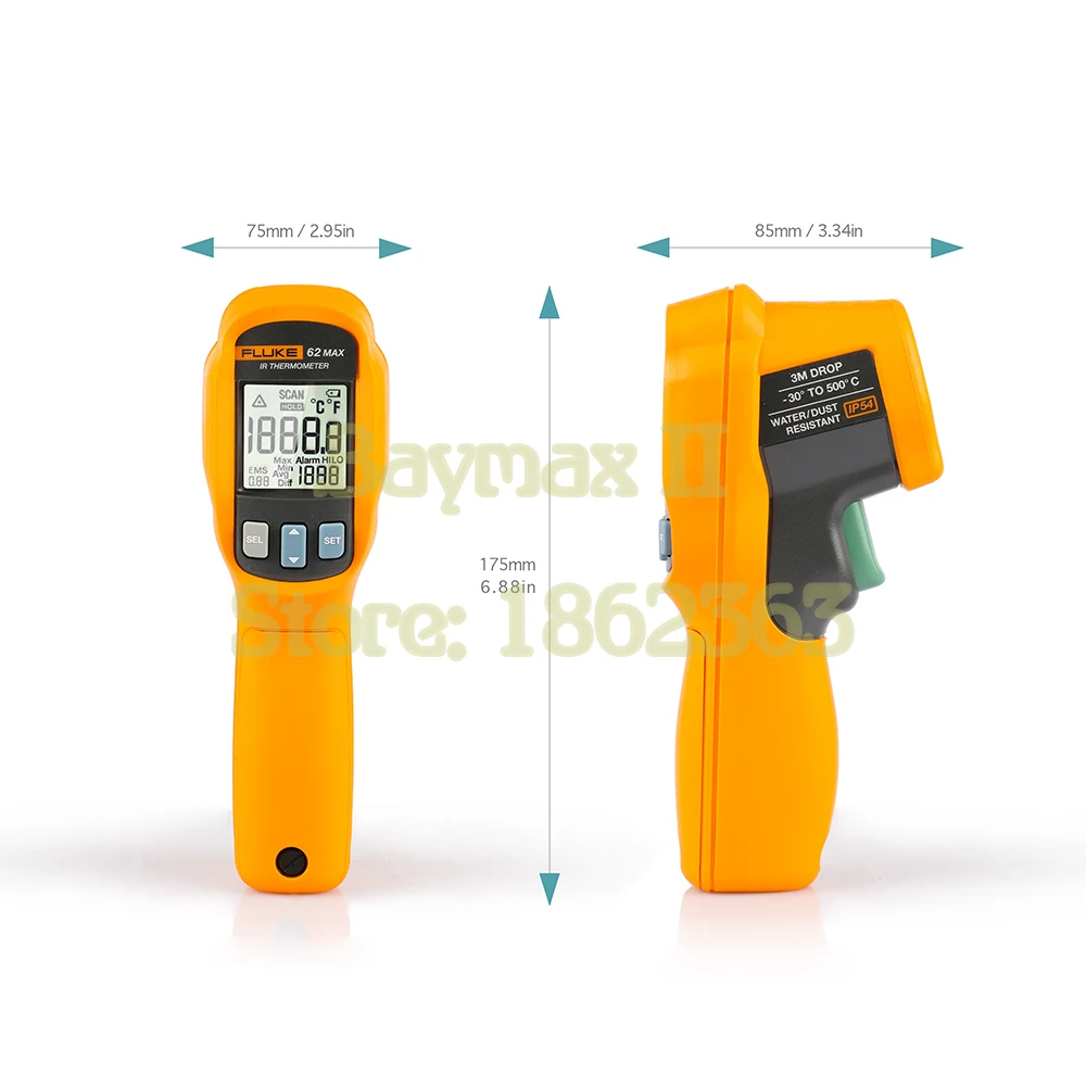 Водонепроницаемый/пылезащитный инфракрасный термометр Fluke 62 MAX IP54 30 500C( 20 ~ 932F) с ЖК