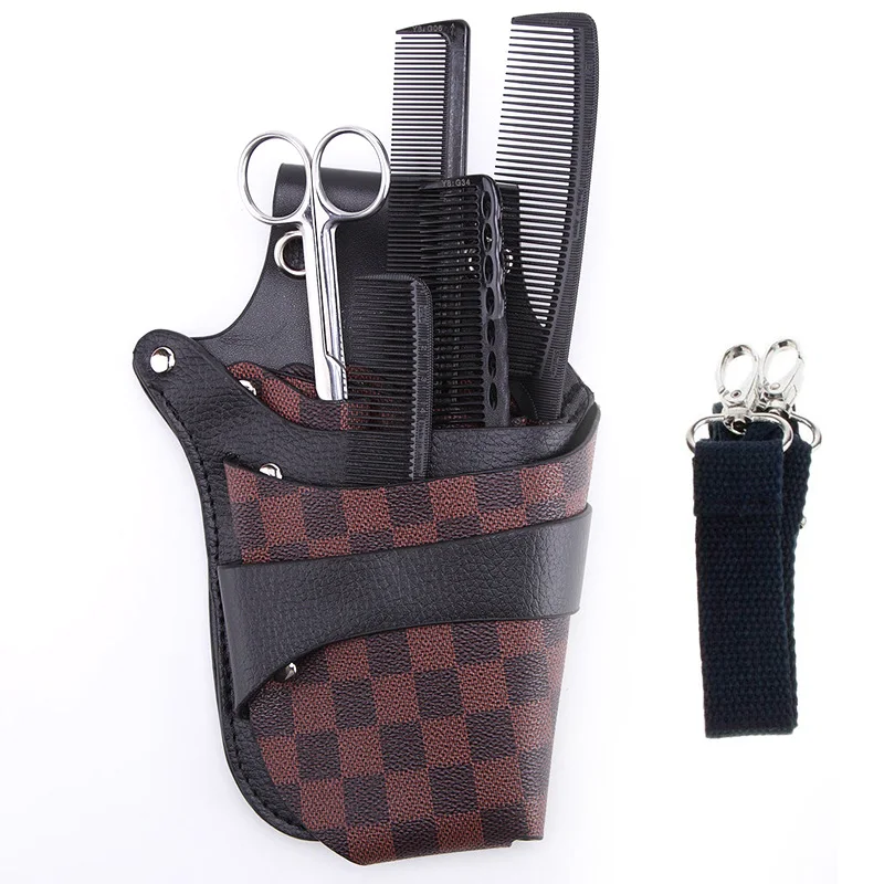 

PU Leather Hair Scissors Tool Bags Barber Tool Hairdressing Hair Comb Shear Holster Pouch Holder with Waist