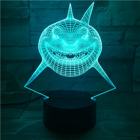 

LED Decorative Night Light for Kids Child Bedroom Finding Nemo Shark Bruce Multi Colors Alternating 3D Imaginable Visual Lamp