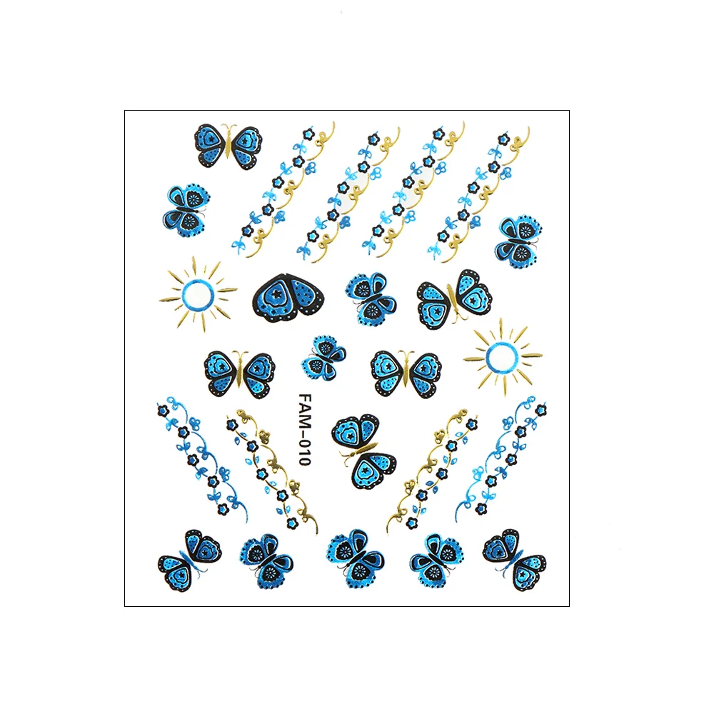 15 шт./компл. Новый 3D золото/серебро бабочка Снежинка блеск ногтей стикер s переводная вода наклейки декоры DIY маникюрные наклейки