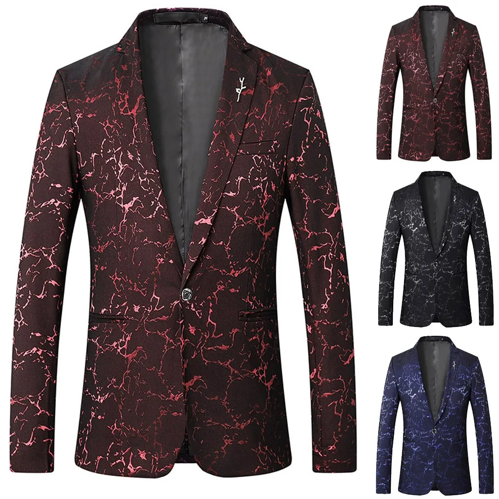 

2019 New Fashion Men Casual Blazer Single Button Men Stylish Solid Suit Blazer Business Wedding Party Outwear Jacket Tops Blouse