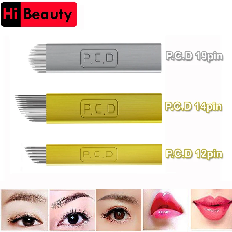 100 шт Одноразовые Pigmento Microblading PCD 12 14 19 булавки ИГЛЫ Перманентный макияж ручная
