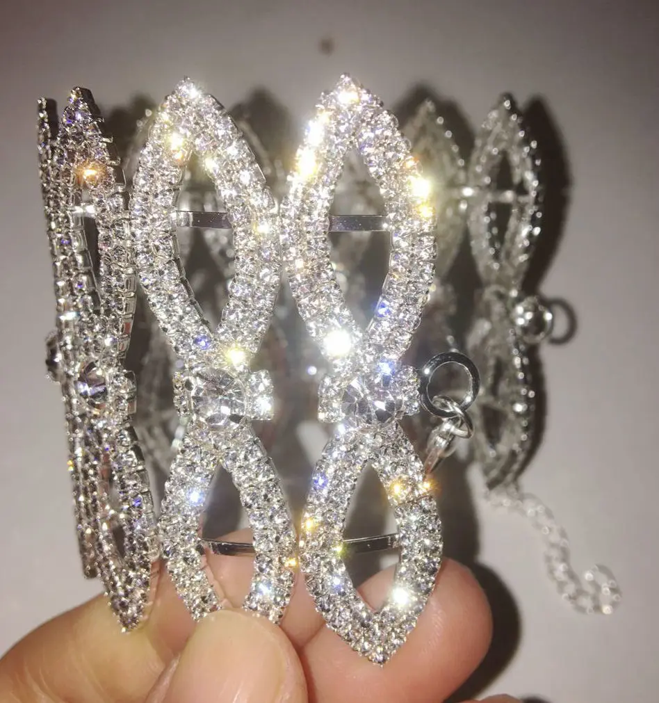 Браслет стразы для танца живота манжета ювелирные изделия невесты регулируемый