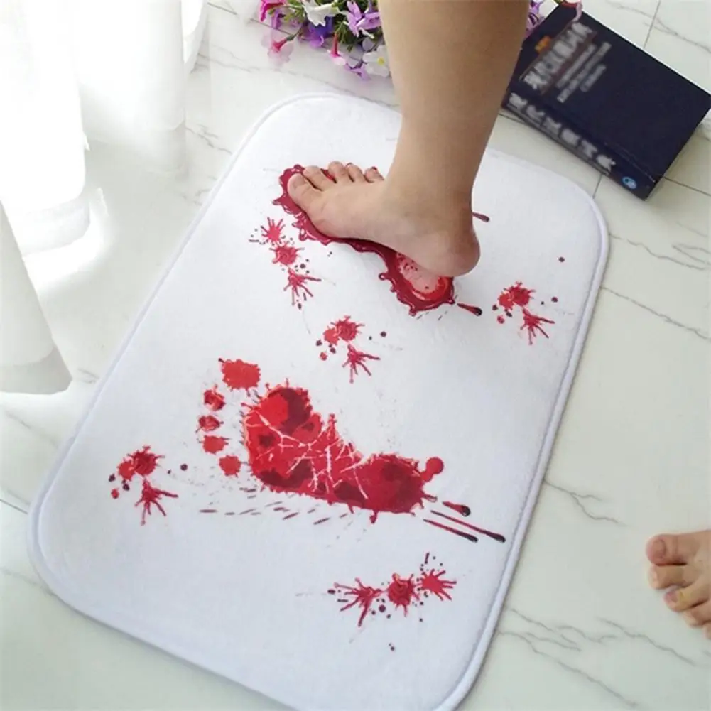 

20# New Creative Bathmat Scare Your Friends Bloody Footprint Bath Bathroom Mat Non-slip Rug