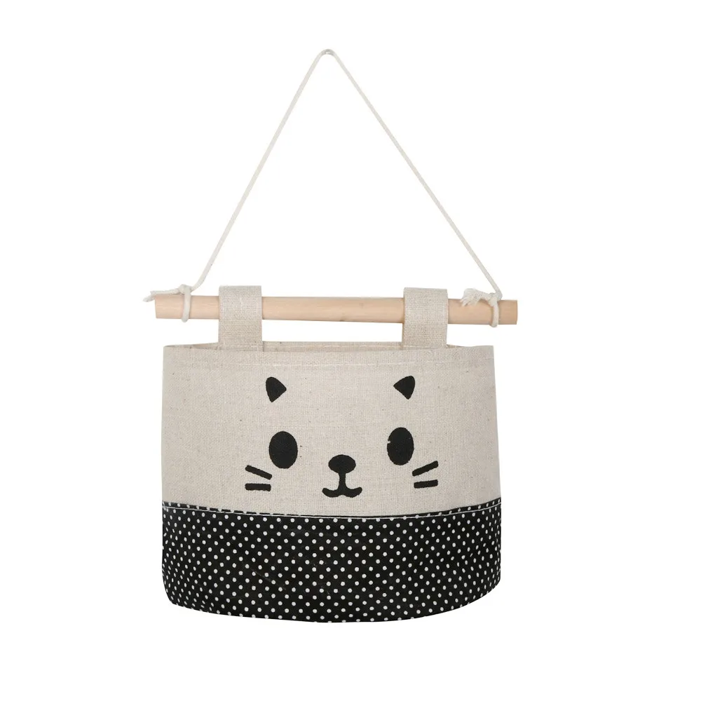 

New Cotton Cute Cartoon Cat Hanging Storage Bag Debris Pouch Wall Combination Wardrobe Wall Hanging Bag Hot Sale