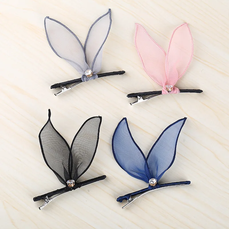 young women lovely cute Rhinestone Rabbit ears Hair Pin baby girl's BB Clip Hairpins Side Clips |