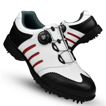 

Men Soft Leather Golf Shoes Anti-Skid Waterproof Sneaker Breathable Activities Nail Golf Shoes Knob Shoeslace Sports Shoes D0608