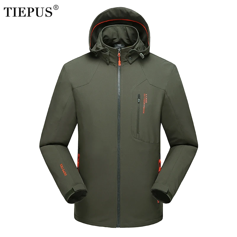 

TIEPUS spring new jacket men's hooded casual Outerwear men's thin section Slim Windbreaker men jacket Plus size 5XL 6XL 7XL 8XL