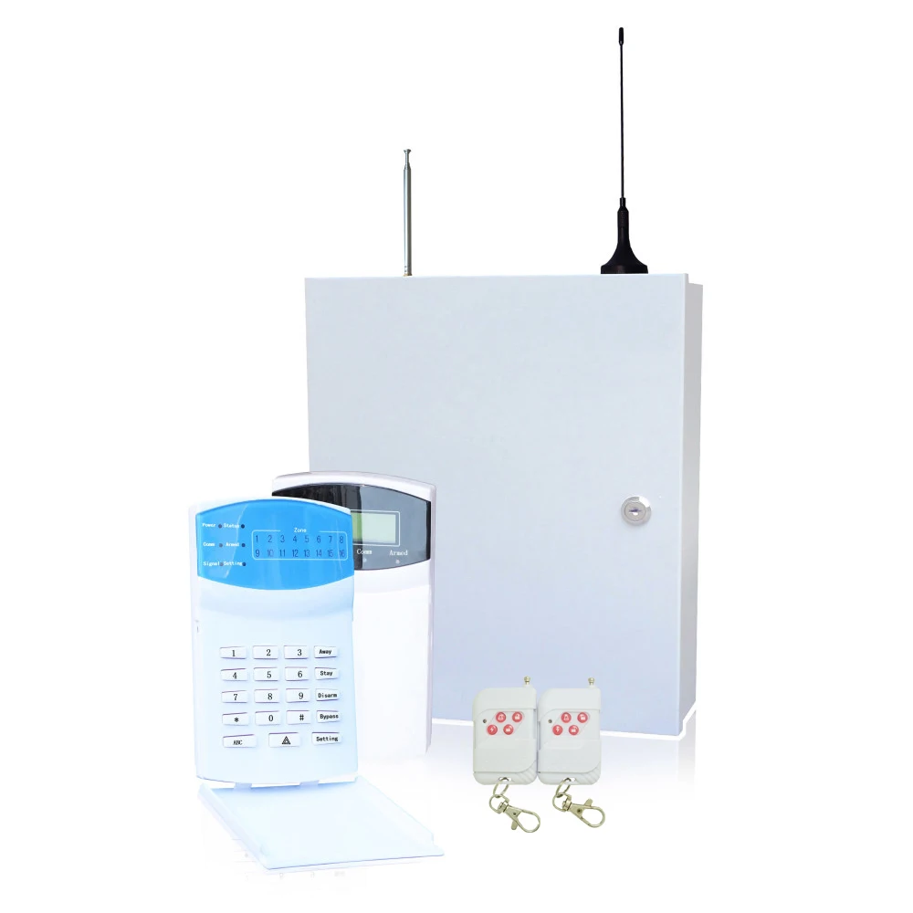 4G Iron Box Industry Alarm System Wireless 433MHz Remote control Lcd keypad 16 wireless and 16 wire zones GSM PSTN dual net