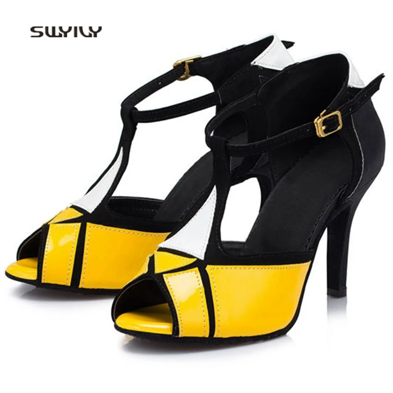 SWYIVY Women Ballroom Dance Shoes Soft Heel Female Latin Dance Shoes 2018 Heel 6cm/7.5cm/8.5cm Lady Tango Shoes Women Sneakers
