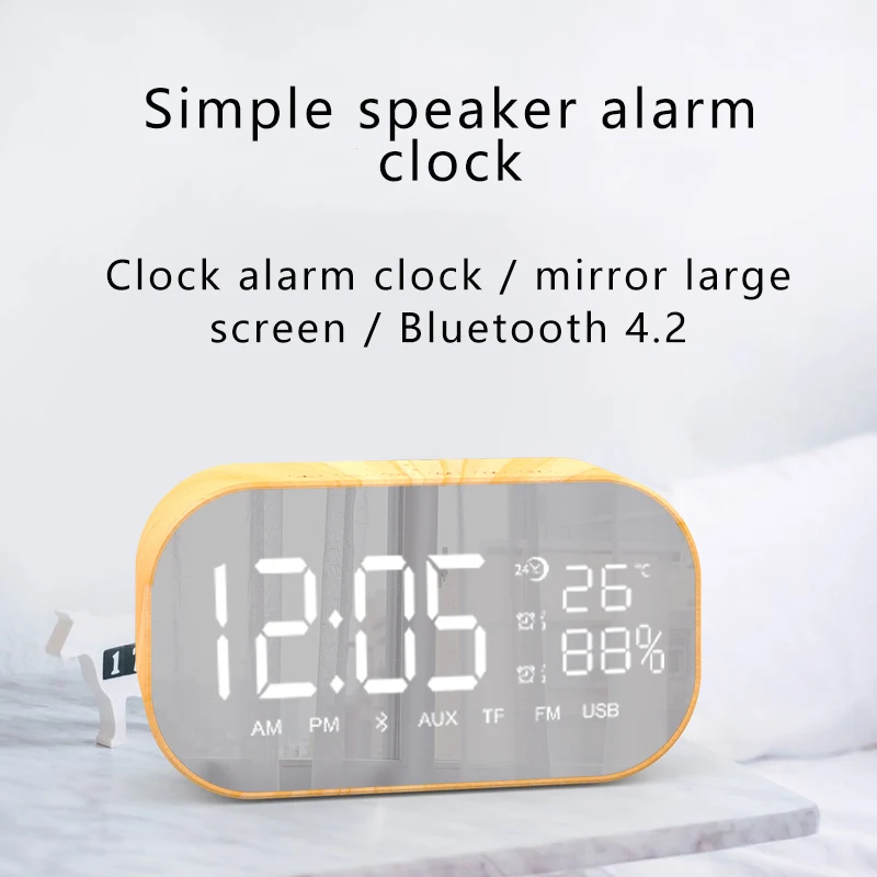Wireless Bluetooth LED Mirror Digital Alarm Clock FM Radio LCD Temperature Display Snooze Speaker Electronic Watch Table Clock Wireless Bluetooth LED Mirror Digital Alarm Clock FM Radio LCD Temperature Display Snooze Speaker Electronic Watch Table Clock