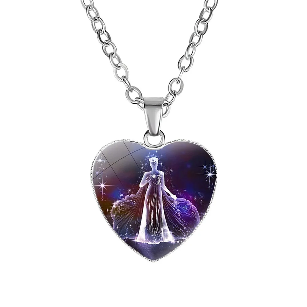 

Dropshipping NEW Accessories Women's Twelve Constellation Heart-shaped Pendant Necklace 12 Constellation Pendant Lover Things