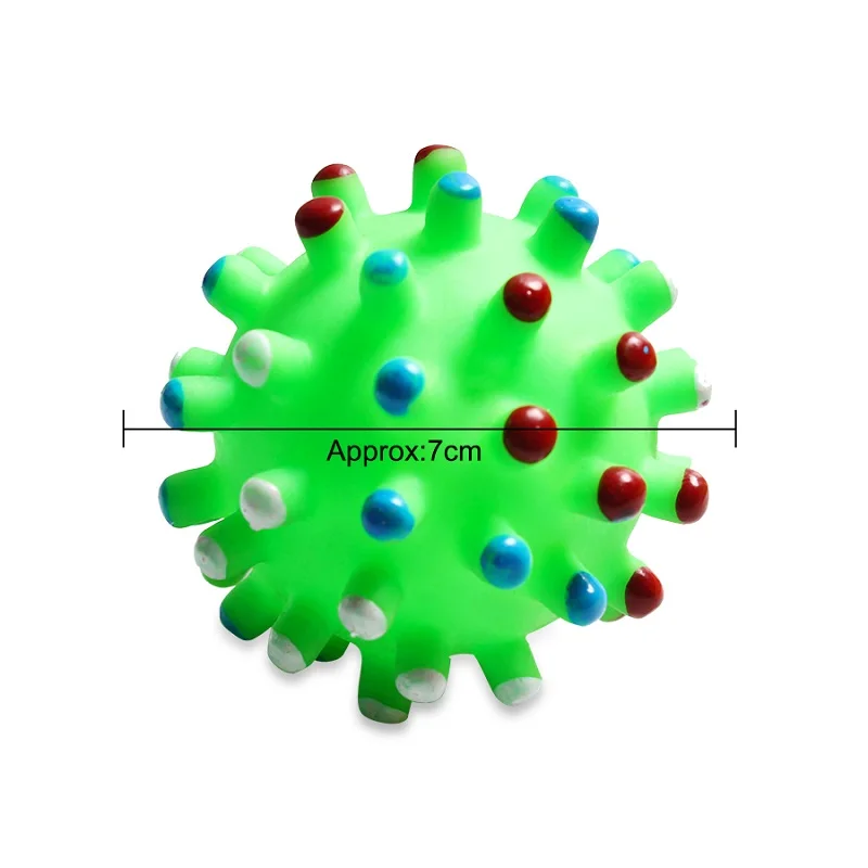 Игрушки для собак из натурального каучука, забавные игрушки для щенков, устойчивые к укусам, молярная тренировка, развивающая интеллект, пищащая игрушка - Цвет: dots ball