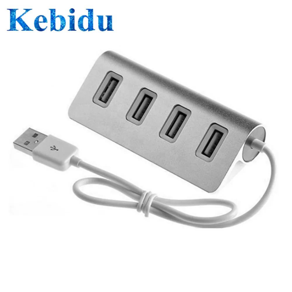 

Kebidu 4 Port USB HUB Aluminum Mini High Speed USB 2.0 Multi Port HUB USB Splitter for Apple Macbook Air Laptop PC Tablet Newest
