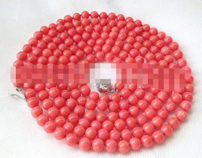 

FREE SHIPPING>@@> 1061 round dark pink coral necklace - GP clasp