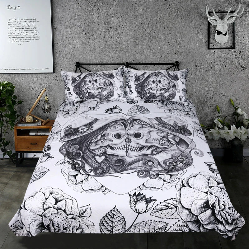 Beddingoutlet Skull Bedding Set King Top Rated Boy Gothic Duvet Beddingoutlet Skull Bedding Set King Top Rated Boy Gothic Duvet Cover 3pcs S Vintage Bedclothes Fl Double Love Bed In Sets From Home