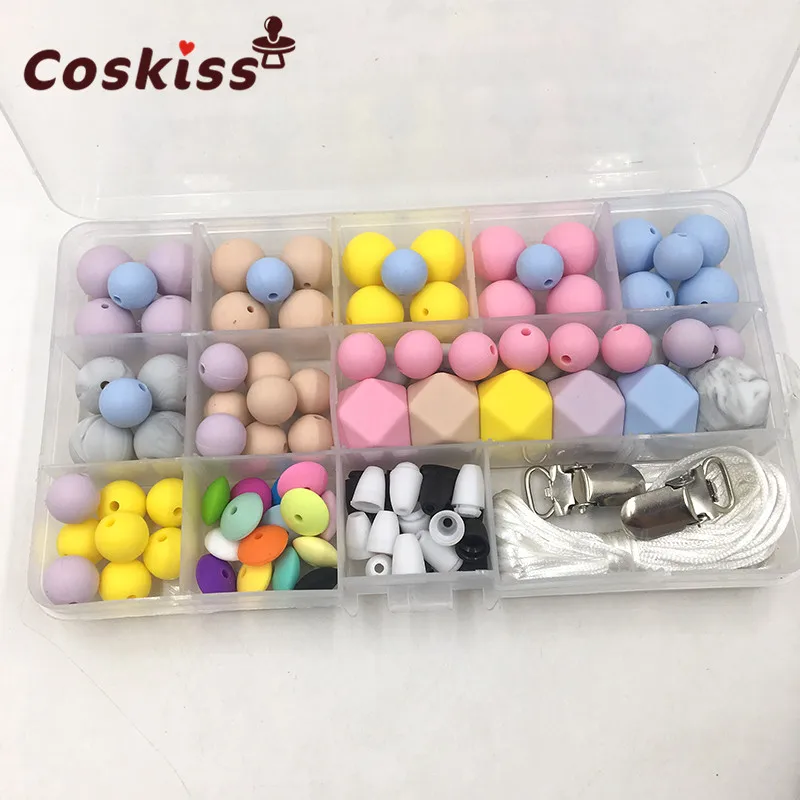 Baby Silicone Teething DIY Crafts Set Pacifier Clips Toy Safe And Natural Silicone Bead Teether Baby Nursing Necklace Pendants Baby Silicone Teething DIY Crafts Set Pacifier Clips Toy Safe And Natural Silicone Bead Teether Baby Nursing Necklace Pendants