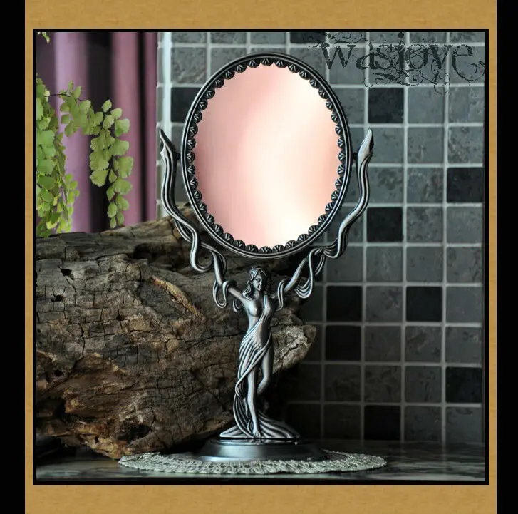 

european retro goddess decoration makeup mirror double vanity mirror with magnify image table mirrors for home decor J001