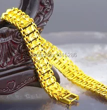 Big Royal Bracelet Sarts Carved Chain Men Solid 18K Yellow Gold Plated Cool Bangle Valued Jewelry Wholesale