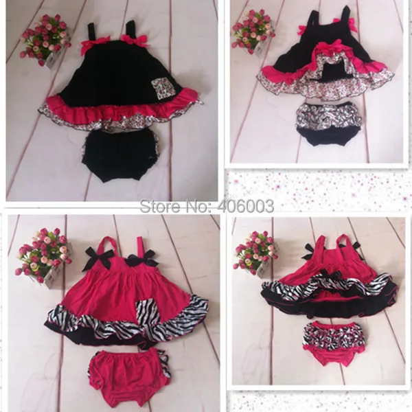 Zebra/Leopard Damask Ruffle Baby Swing Top Bloomer Set Cute Baby Girls