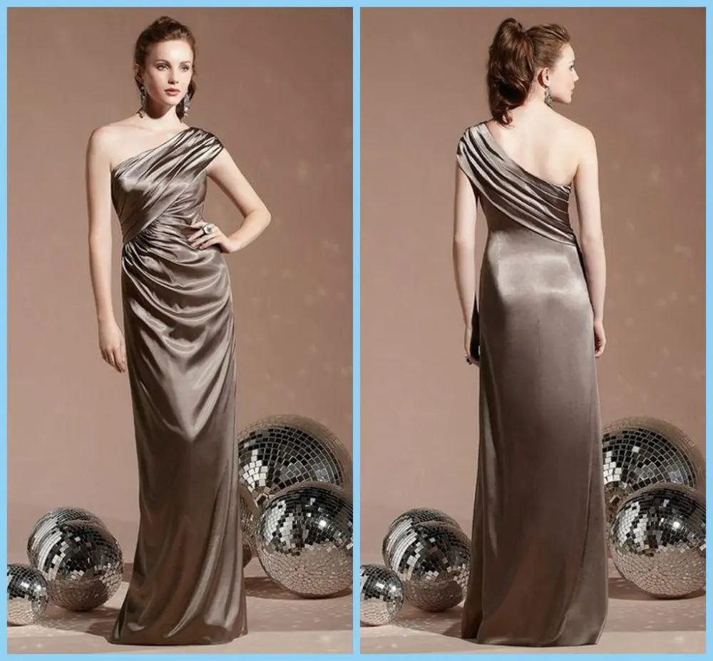 

Nitree Elegant C-46 Taffeta One Shoulder Pleat Floor Length Bridesmaid Dresses Gowns
