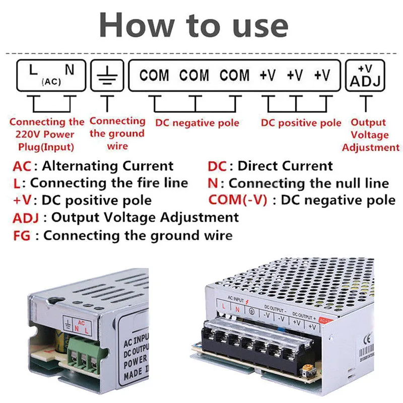 DC12V светодиодный Driver12W/15 Вт/24 Вт/25 Вт/36 Вт/60 Вт/80 Вт/100 Вт/120 Вт светодиодный s Питание постоянный ток Напряжение Управление светильник переменного тока трансформаторы