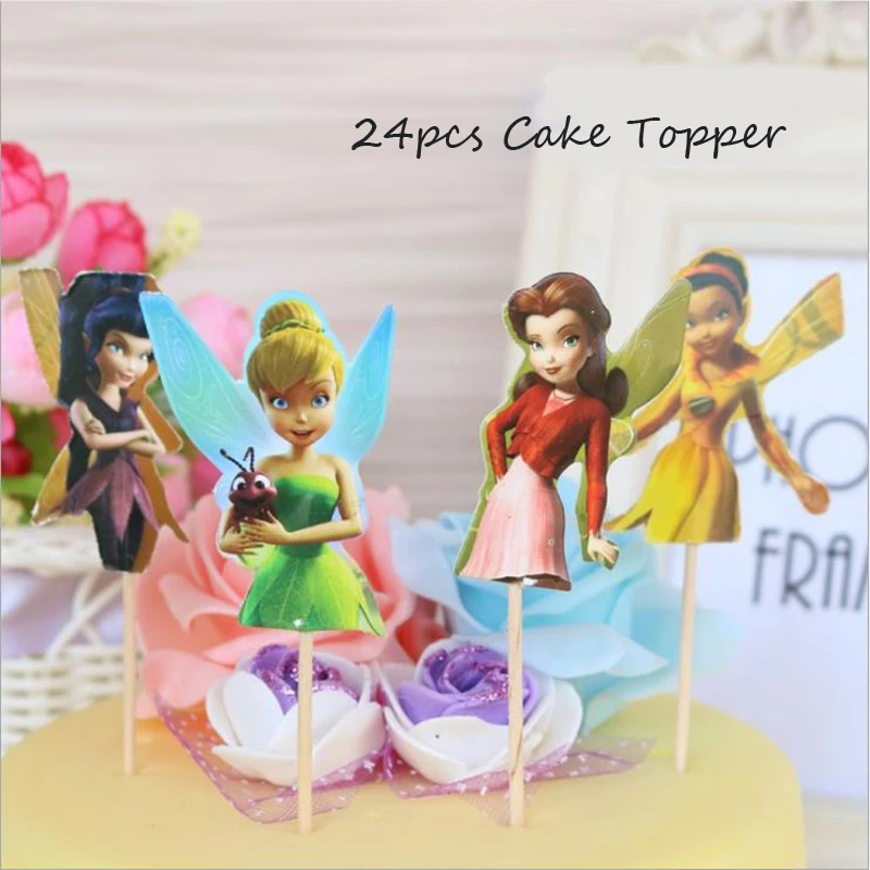 

Omilut Cartoon Fairy Tinkerbell Cupcake Topper Tinkerbell Party Disposable Tableware Set Tinkerbell Elf Baby Shower Decor