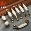 KAK Antique Bronze Ceramic White Cabinet Handles Zinc Alloy Drawer knobs Wardrobe Door Handle Simple European Furniture Hardware ► Photo 3/6