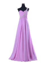 2016 echt Mode Eine schulter Seidenchiffon Crystals Prom Party Kleider Lange Abendkleider Formale Kleider Benutzerdefinierte Größe