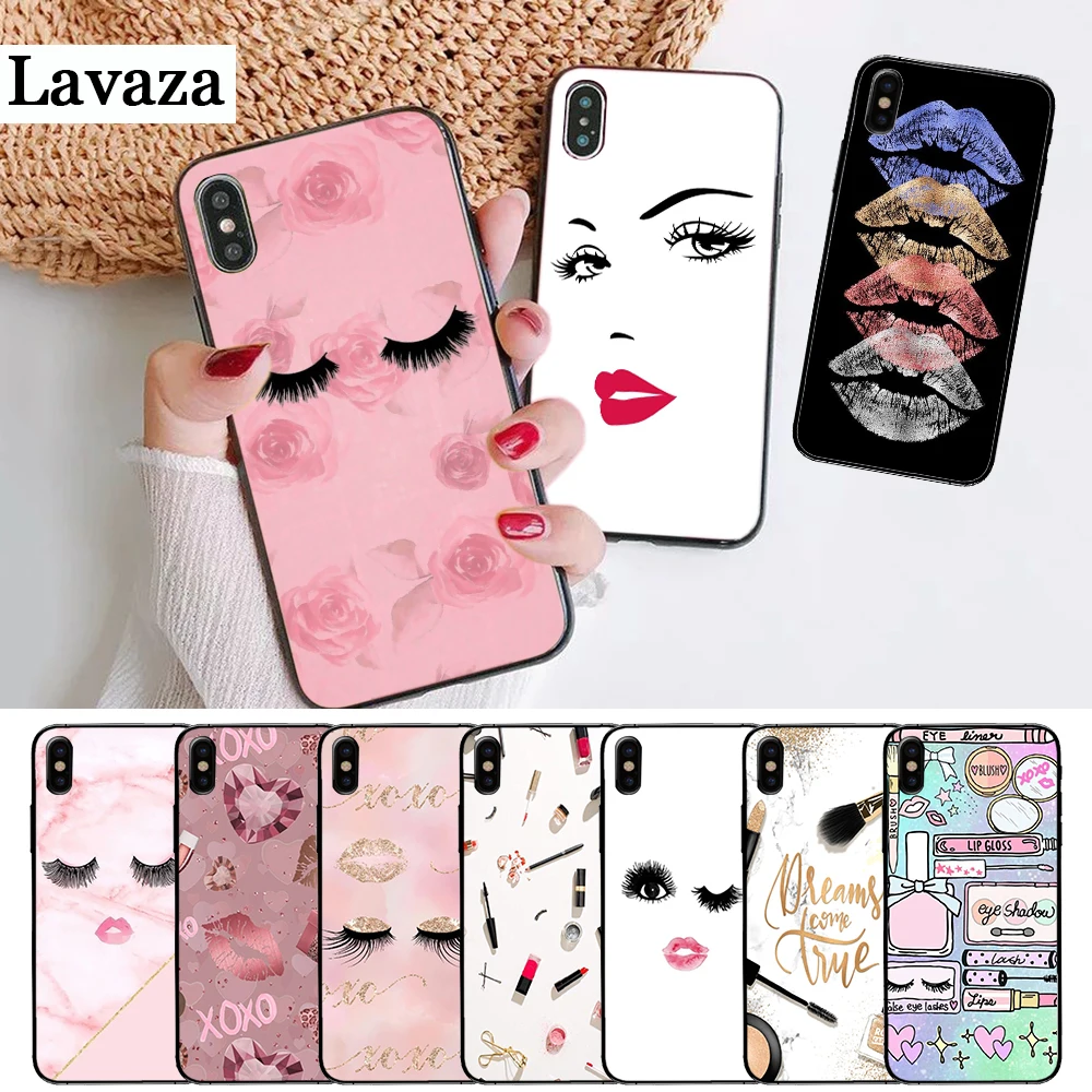 

Lavaza eyelash Makeup Lip Silicone Case for iPhone 5 5S 6 6S Plus 7 8 X XS Max XR