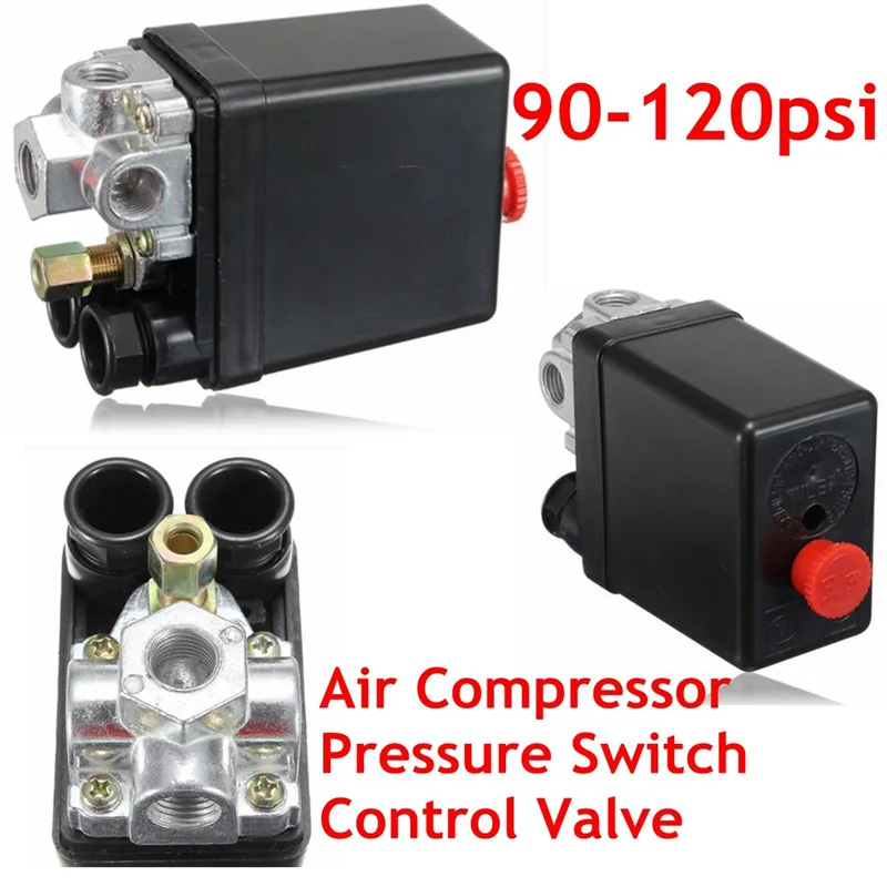 

Heavy Duty Air Compressor Pressure Control Switch Valve 90-120PSI 12 Bar 20A AC220V 4 Port 12.5 x 8 x 5cm Favorable Price