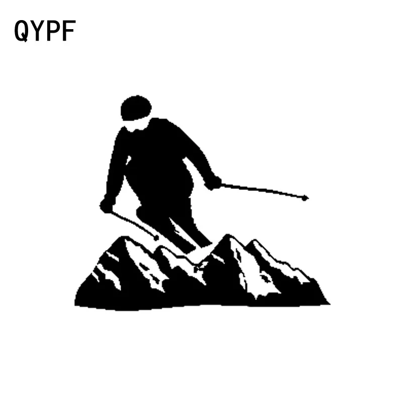 

QYPF 14.3cm*11.7cm Unusual Mountains Cross-country Skiing Vinyl Car Sticker Inimitable Window Decal C18-0327