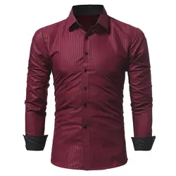 Новый мужской бренд с длинными рукавами полосатая рубашка мужская деловая Повседневная модная тонкая рубаха мужские's Рубашка высокого