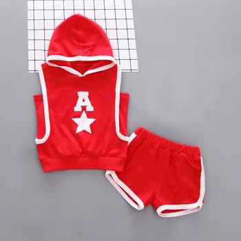 

IENENS Fashion Tracksuit For Kids Clothes Summer Boy hoodied Tops + Shorts Set Toddler Girl Sleeveless Letter Clothing Suit