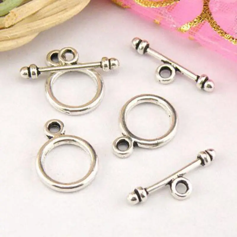 

10 Sets Antique Gold Silver OT Toggle Buckle Tiny Circle Connectors Clasp For Bracelet Necklace Clasps Jewelry Making Wholesale