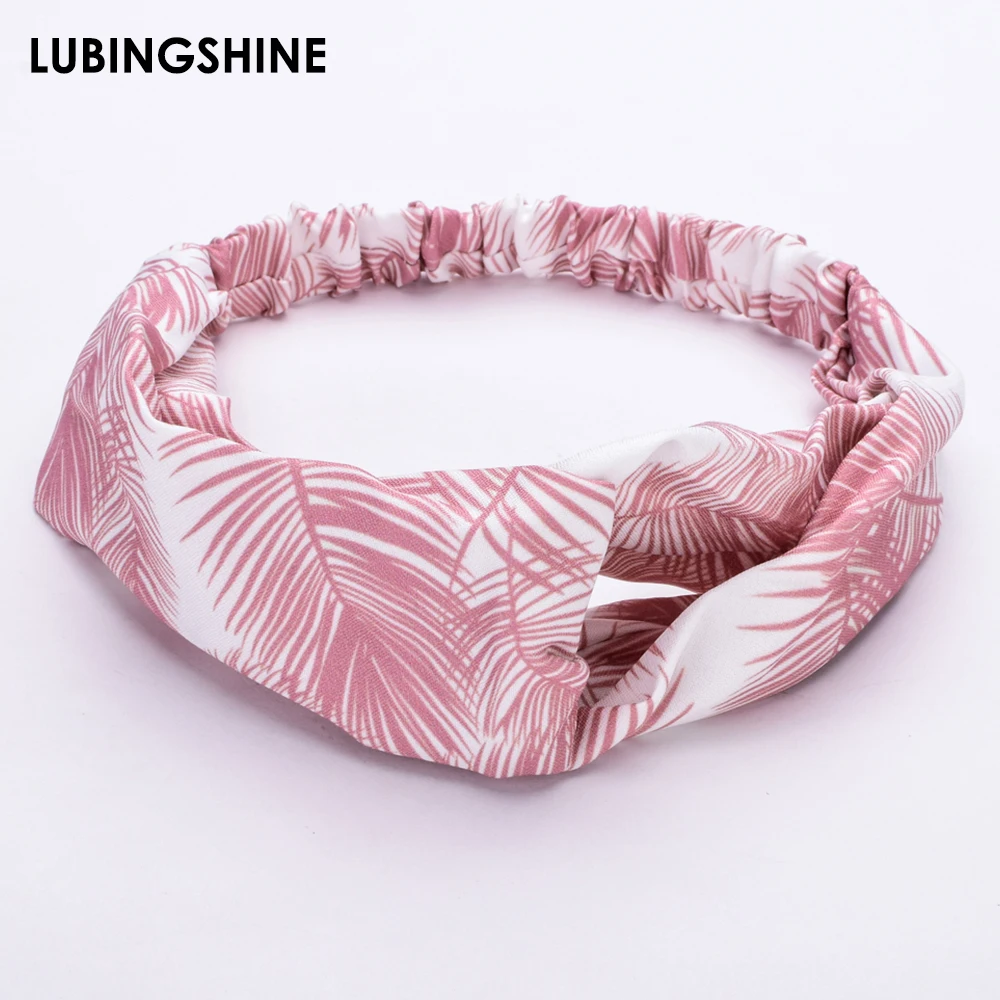 Ethnic Women Knot Cloth Headwear Print Striped Leaves Elastic Headbands